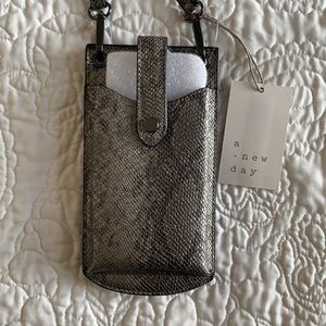 Metallic Snake Crossbody Wallet